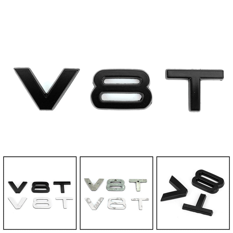 V8T Emblem Badge för Audi A1 A3 A4 A5 A6 A7 Q3 Q5 Q7 S6 S7 S8 S4 SQ5 Svart