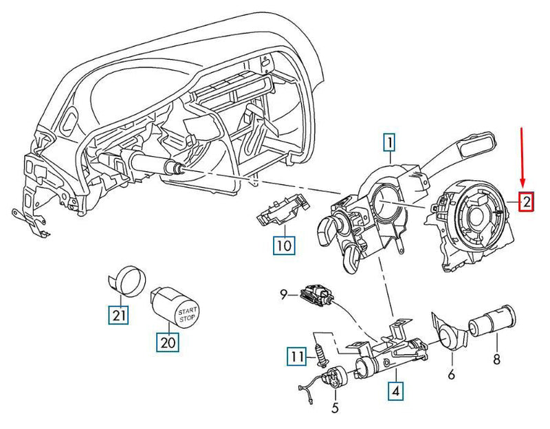 2016+ Volkswagen Touran Sensor de ângulo de direção Módulo de mola de relógio 5Q0953549E