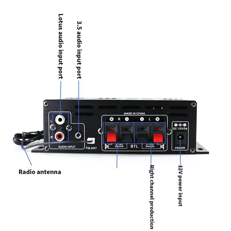 Bluetooth 2.0CH 400W HiFi Bilstereo 12V MP3 Bilstereoförstärkare Radio Booster