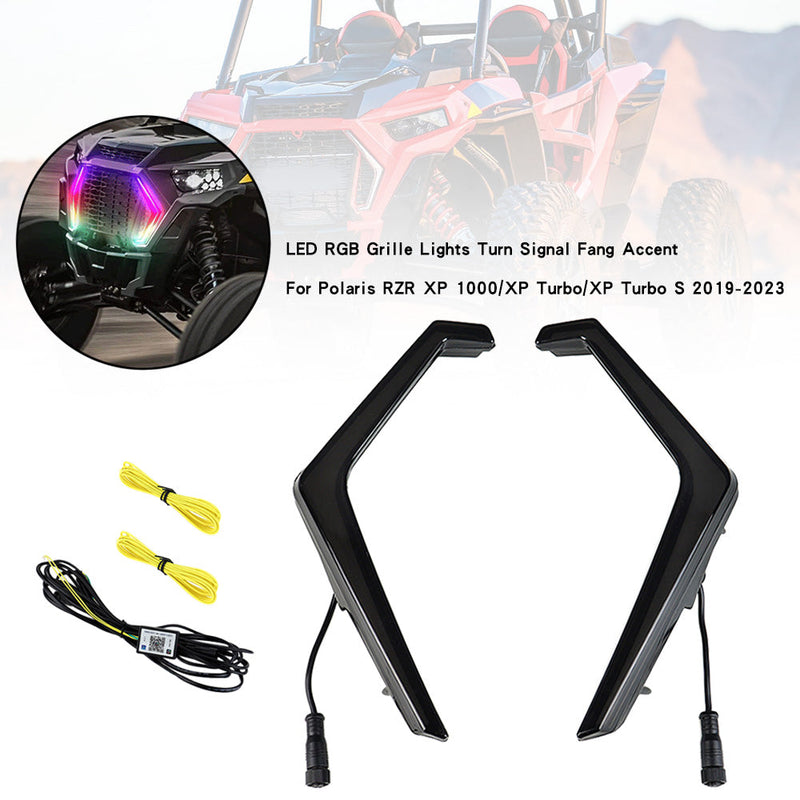 Polaris RZR XP 1000 Turbo 2019-2022 Światła LED RGB Grille Włącz kierunkowskaz Akcent Fang