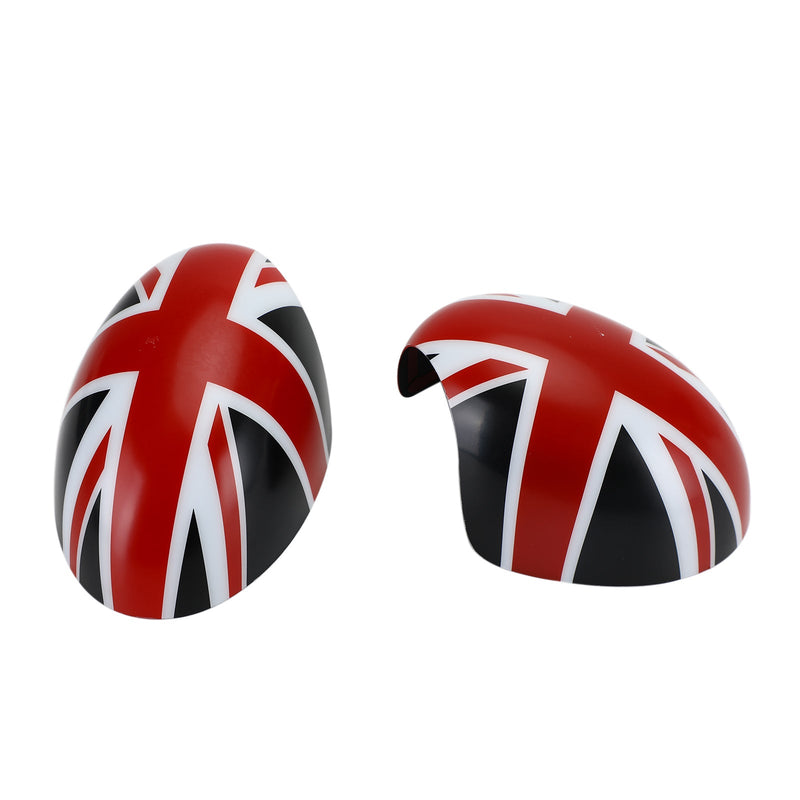 MINI Cooper R55 R56 R57 2 x Union Jack UK Flag peilisuojukset musta/punainen