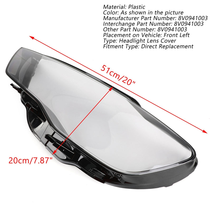 Lente de farol de cobertura de farol para Audi A3 2013-2016 transparente genérico