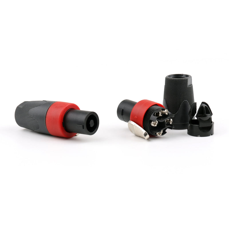 Conector de cable de audio compatible con enchufe Speakon de 4 pines de alta calidad, 2 uds., rojo