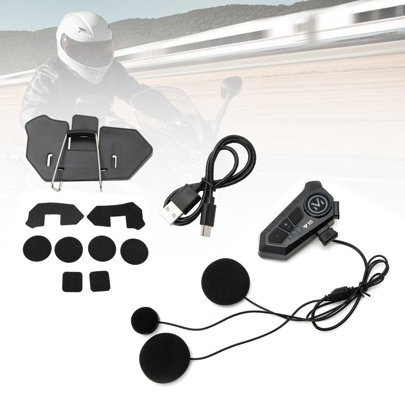 Universal Speaker Player Hjelm Bluetooth Hodetelefon Headset Svart For Motorsykkel