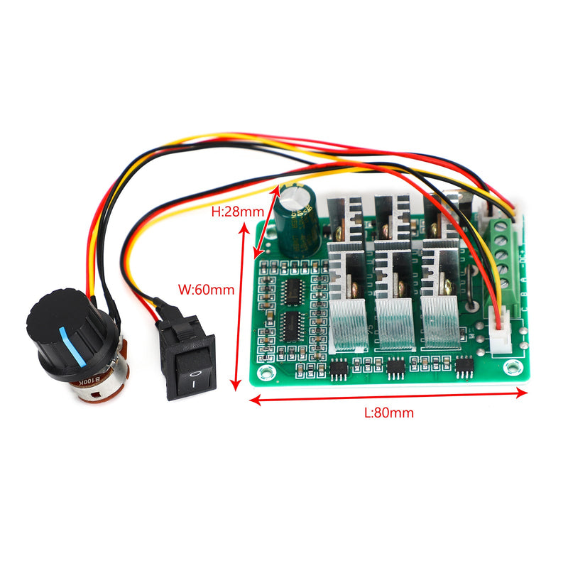 CC 5V-36V 15A PWM CC Controle de velocidade do motor sem escova Interruptor reversível CCW reversível