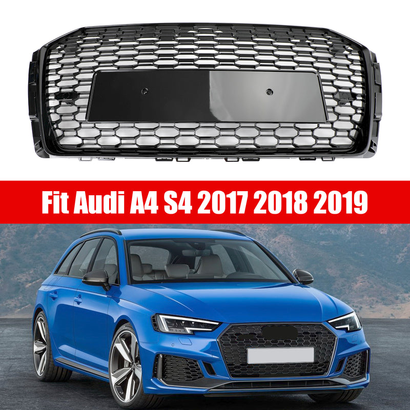 Grade de malha hexagonal estilo RS4 para Audi A4/S4 B9 2017-2019 preto