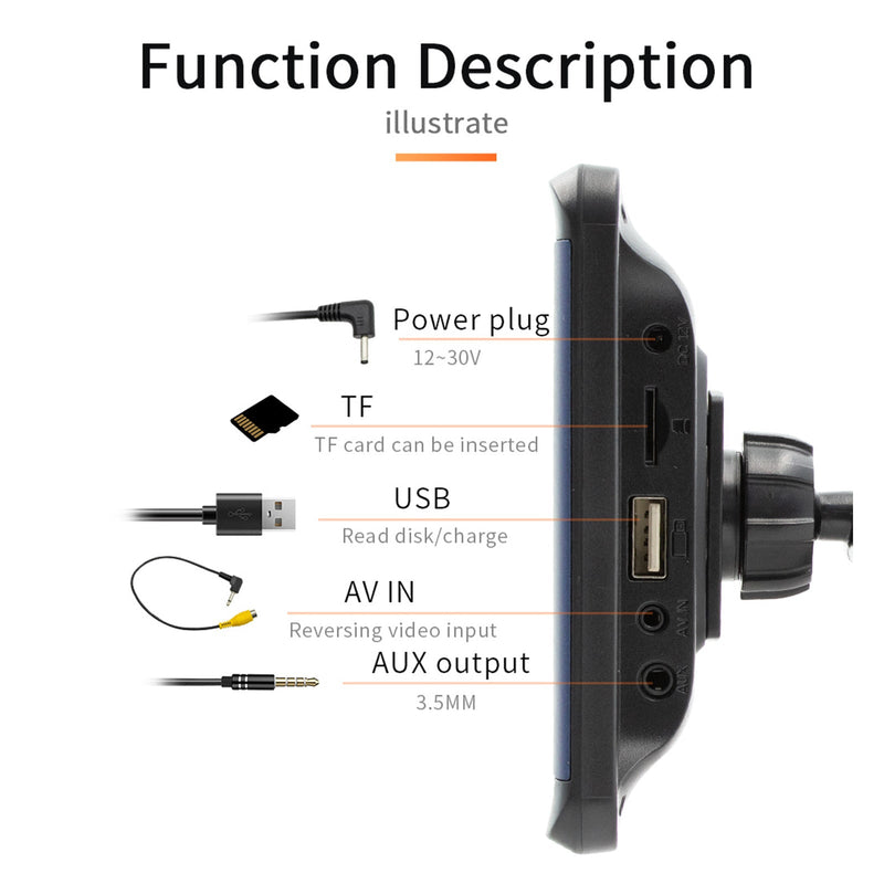 Leitor MP5 portátil para carro de 7 polegadas, monitor Bluetooth, Carplay sem fio + câmera 4 LED