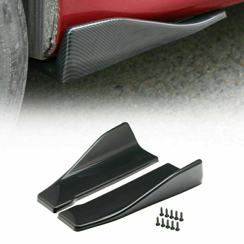 2 stycken 35 cm kjolspoiler bakläppsförlängning rocker splitter winglet wings carbon look generisk