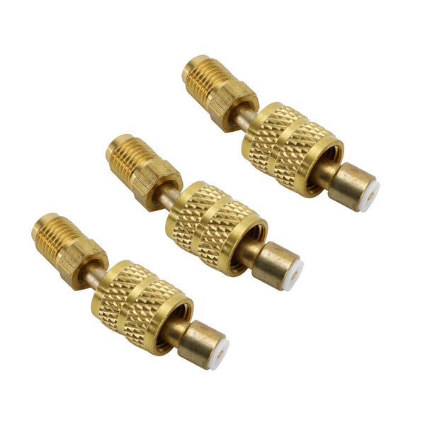 Adaptador bipartido de 3 peças R410A Soquete SAE de 5/16" Plugue SAE de 1/4" - dobra 45°