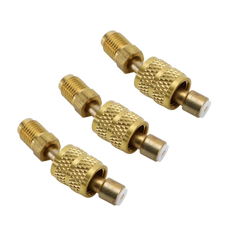 Adaptador bipartido de 3 peças R410A Soquete SAE de 5/16" Plugue SAE de 1/4" - dobra 45°