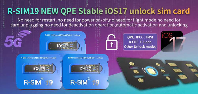 R-SIM19 NYE QPE Stable Unlock SIM-kort for iPhone 15 Plus 14 13 Pro Max 12 IOS17