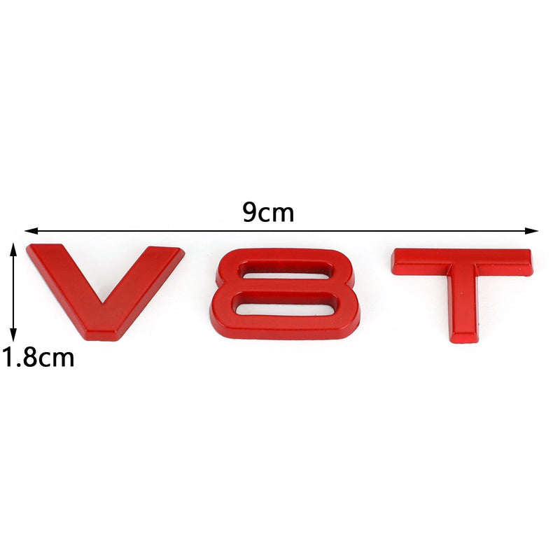 V8T Emblem märke för Audi A1 A3 A4 A5 A6 A7 Q3 Q5 Q7 S6 S7 S8 S4 SQ5 Röd