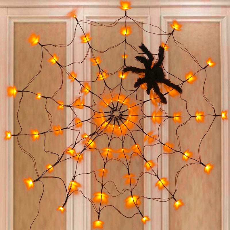 Halloween-Dekorationen Netzlichter Indoor Outdoor Party Gartendekoration + Spinne