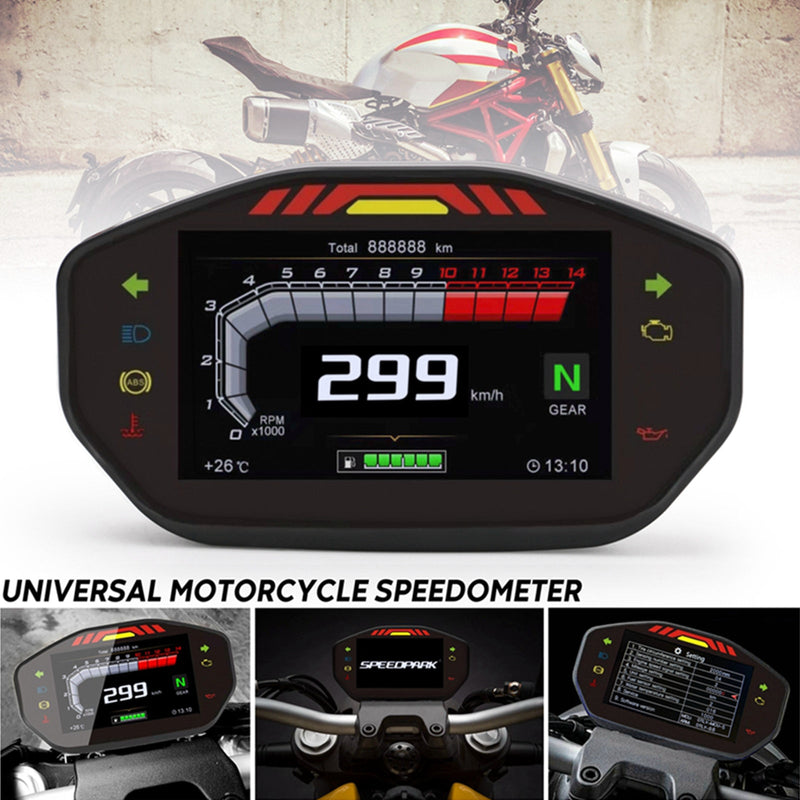 Universal Motorsykkel LCD Speed ​​​​Digital Display Kilometerteller Turteller Bakgrunnsbelysning Generisk