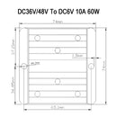 10A wasserdichter DC/DC-Wandler, Netzteilregler, 36 V/48 V, stufenlos auf 6 V