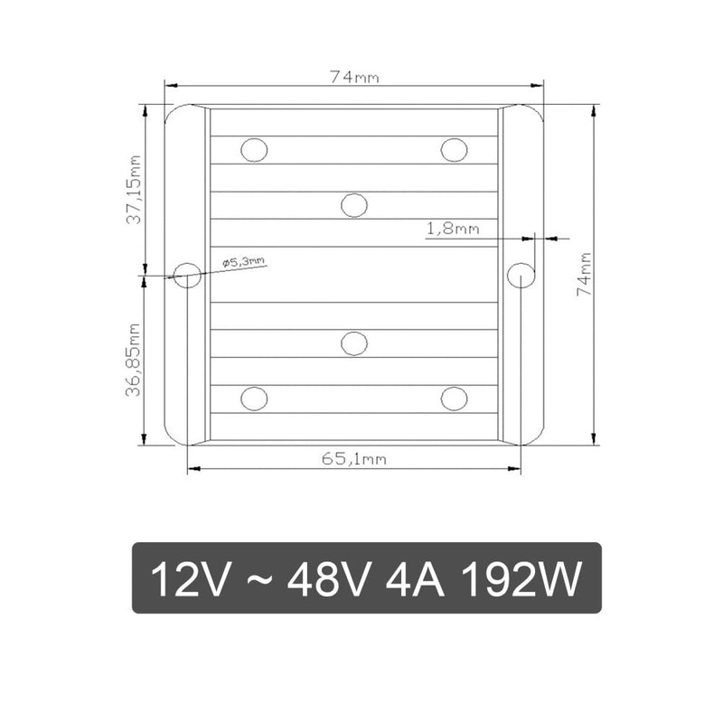 AreyourShop vedenpitävä DC/DC-muuntimen säädin 12V taso jopa 48V 4A 192W