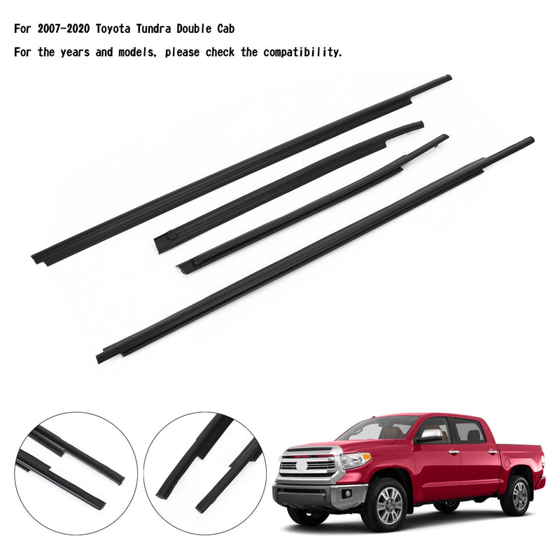 4 x tetningslister for bilvinduer for Toyota Tundra Double Cab 07-20 Generisk