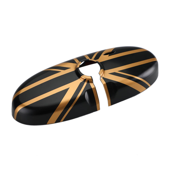 Union Jack UK Bandera Cubierta de espejo retrovisor para MINI Cooper R55 R56 R57 Negro/Oro Genérico