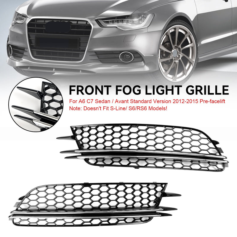 Audi A6 4G C7 2012-2015 2ST Främre Dimljus Kåpa Bezel Bumper Grille.