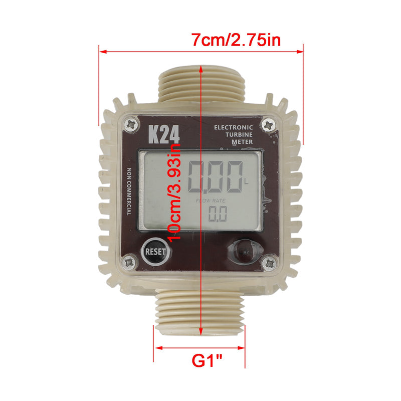 K24 Turbin Digital Diesel Oil Fuel Flow Meter Tester för kemikalier, flytande vatten