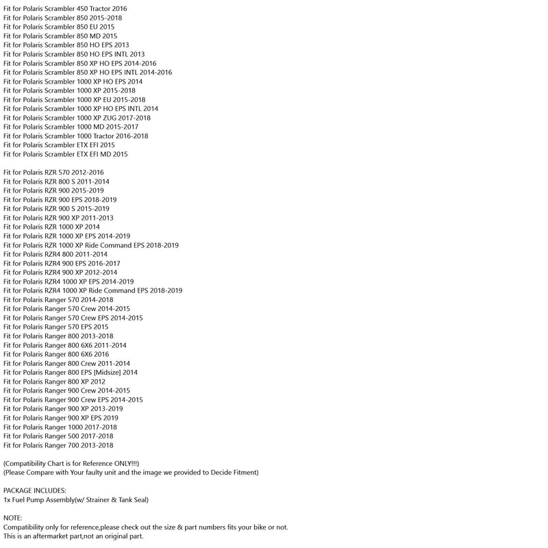 Bomba de combustível se encaixa no Polaris Scrambler 850 2013-2019 + filtro + vedação do tanque