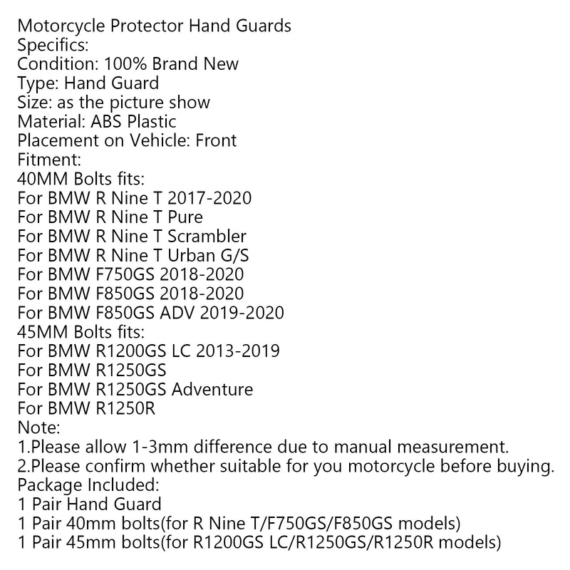 Handschutz Lenkerschutz für BMW R Nine T 17-20 F750GS F850GS 18-20 Generic