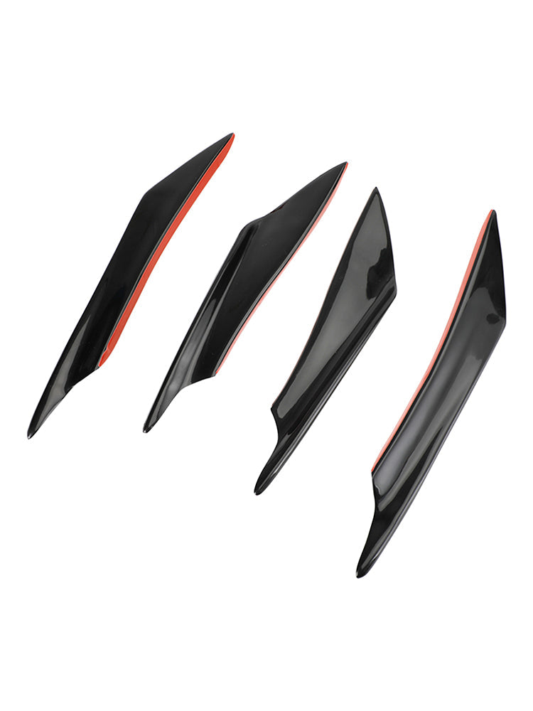 Paket med 4 Universal Car Front Bumper Fins Body Splitter Spoiler Canards Gloss Black