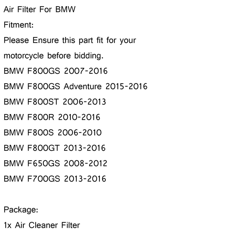 Limpador de filtro de ar para BMW F800GS ADVENTURE 2007-2016 F650700GS PN.BM-8006 Genérico