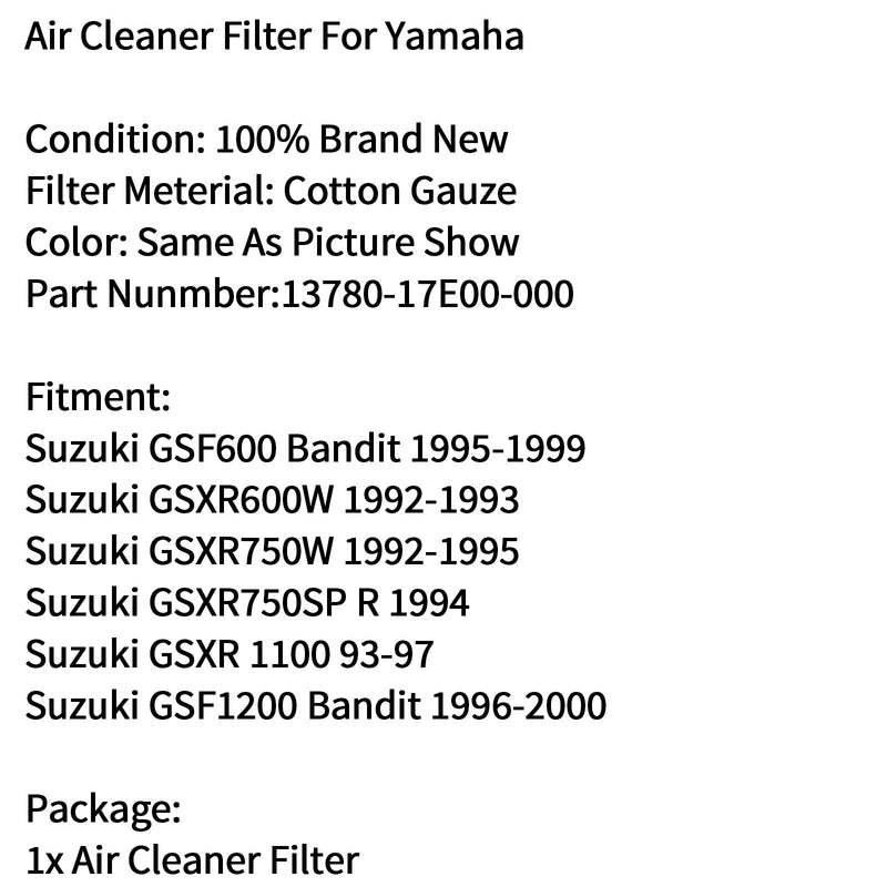 Luftfilter-Reinigungselement für Suzuki GSXR 1100 93-97 GSF1200 Bandit GSXR750W Generic