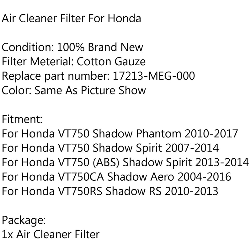 Limpador de filtro de ar para VT750 Shadow Spirit 07-14 Phantom VT750CA Aero RS genérico