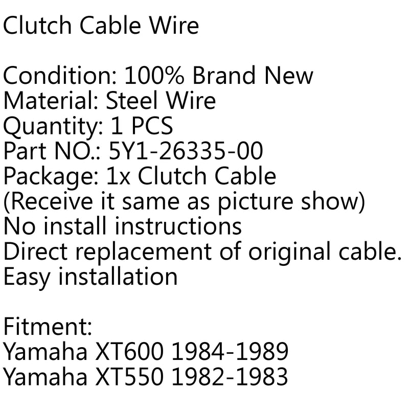 Nuevo cable de embrague de repuesto para Yamaha XT600 1984-1989 XT550 1982-1983 genérico