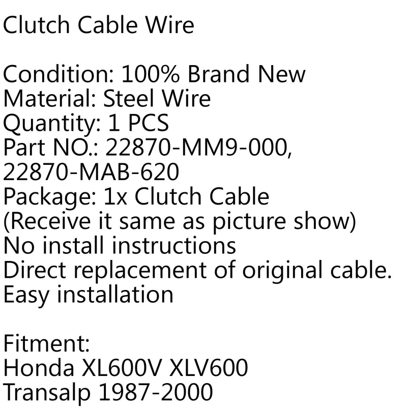 Clutchkontrollkabel for Honda XL600V XLV600 Transalp 1987-2000 22870-mm9-000