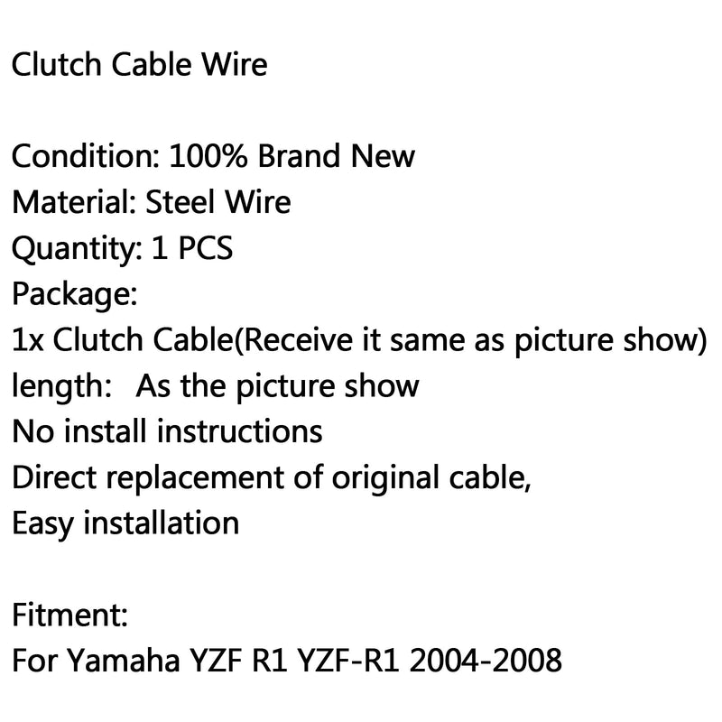 Linha de interconexão de cabo de embreagem de motocicleta para Yamaha YZF R1 YZF-R1 2004-2008 genérico