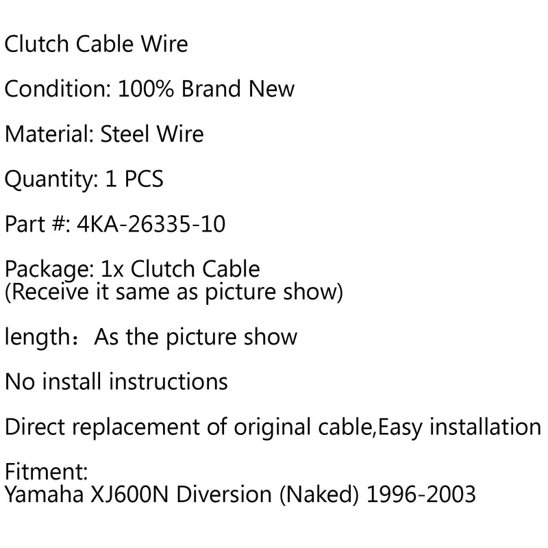 Byte av kopplingsvajer 4KA-26335-10 för Yamaha XJ600N Diversion (naken) 96-03 Generic