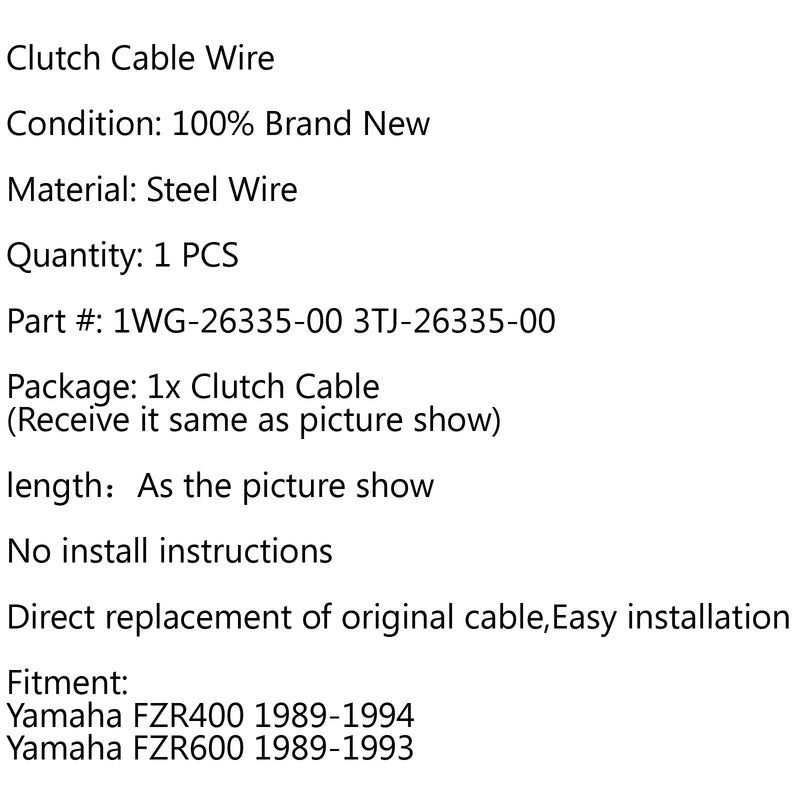 Kytkinkaapelin vaihto 1WG-26335-00 Yamaha FZR400 1989-1994 FZR600 89-93 Generic