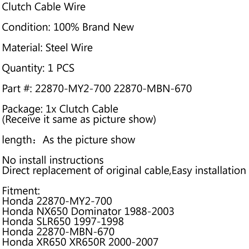 Byte av kopplingsvajer till Honda NX650 Dominator 1988-2003 SLR650 XR650 XR650R