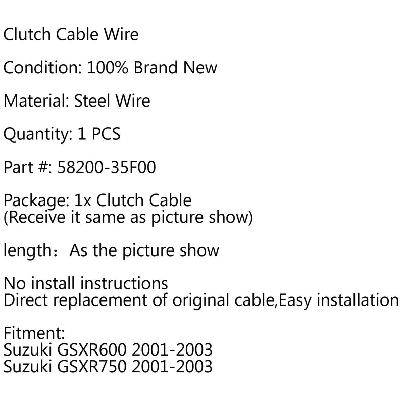 Byte av kopplingsvajer 58200-35F00 för Suzuki GSXR600 GSXR750 2001-2003 Generic