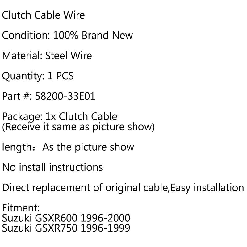 Clutchkabelbytte 58200-33E01 for Suzuki GSXR600 1996-2000 GSXR750 96-99 Generisk