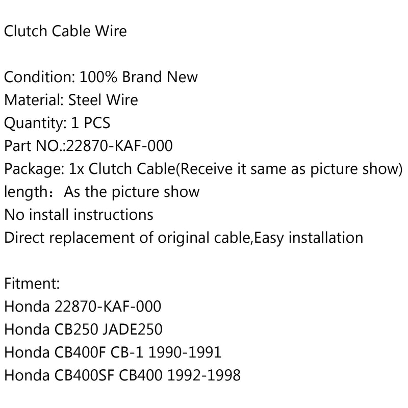 Clutchkabel 22870-KAF-000 for Honda CB250 JADE250 CB400F CB-1 CB400SF CB400 Generisk