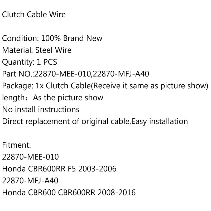 Kopplingsvajer 22870-MEE-010 för Honda CBR600RR F5 03-06 CBR600 CBR600RR 2008-2016 Generic