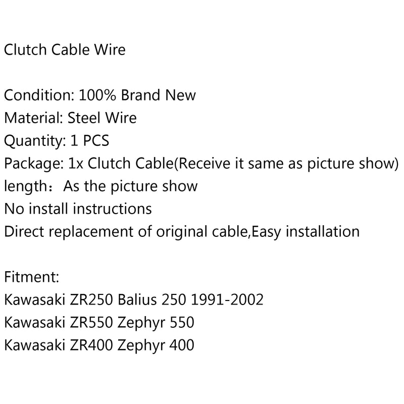 Clutchkabel til Kawasaki ZR250 Balius 250 91-02 ZR550 ZR400 Zephyr 550 400 Generisk