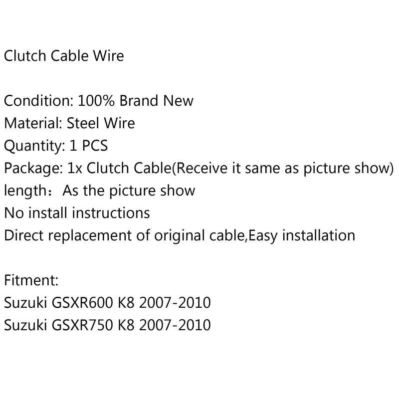 Trådstålkopplingsvajer 54011-0080 för Suzuki GSXR600 GSXR750 K8 2007-2010 Generic