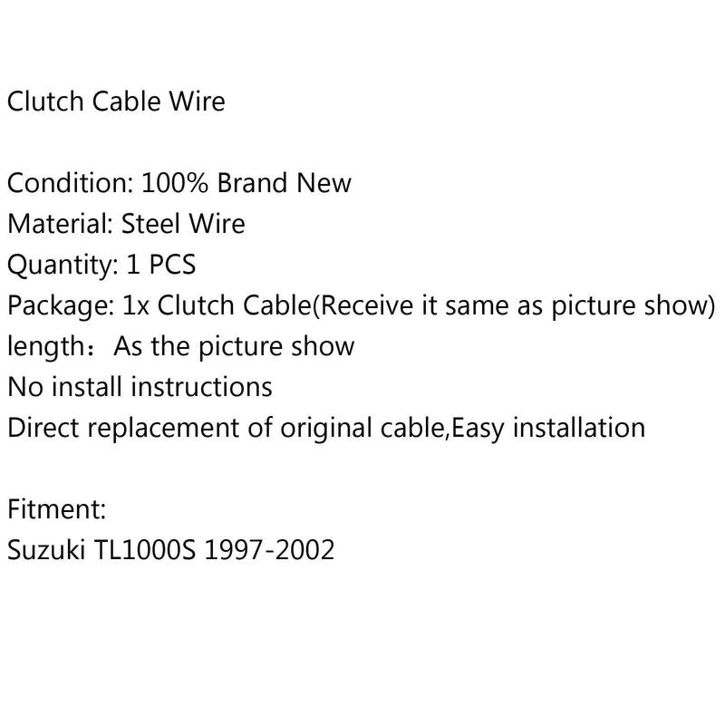 Trådstål clutchkabel erstatning for Suzuki TL1000S 1997-2002 1998 2000 Generisk