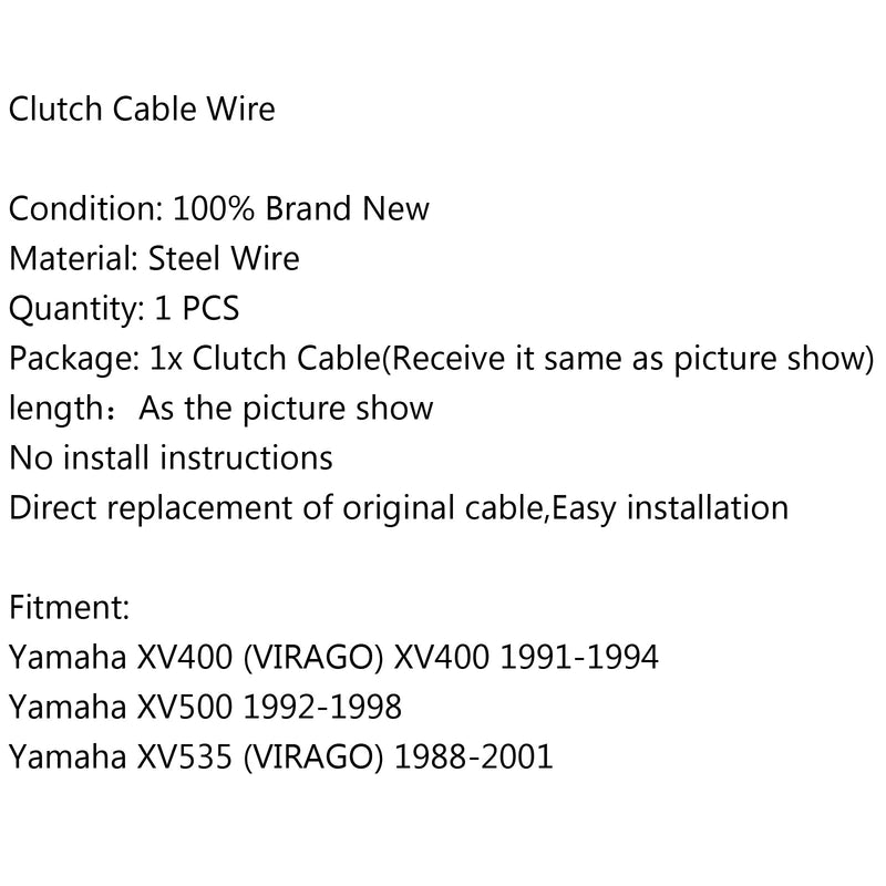 Clutchkabel for Yamaha XV500 92-98 XV535 (VIRAGO) 1988-2001 XV400 1991-1994 Generisk