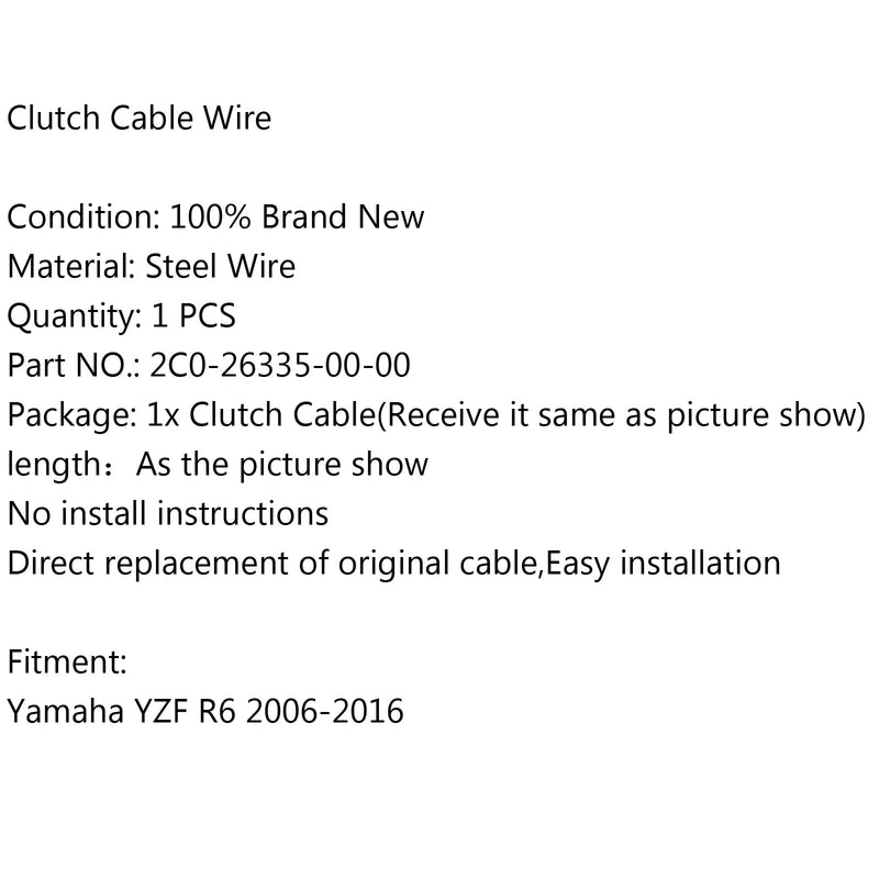 Drut stalowy Linka sprzęgła 2C0-26335-00-00 Dla Yamaha YZF R6 2006-2016 2008 2012 Generic