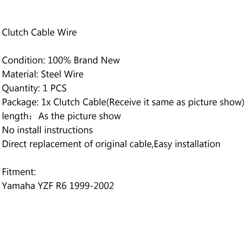 Substituição de cabo de embreagem de fio de aço para Yamaha YZF R6 1999-2002 2000 2001 Genérico
