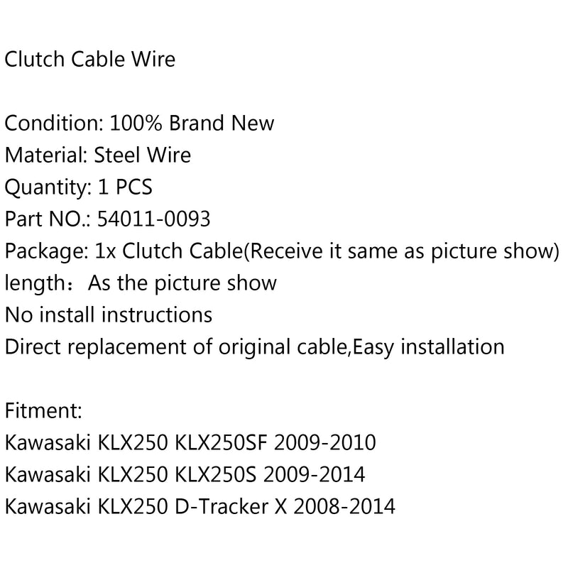 Kopplingsvajer 54011-0093 för Kawasaki KLX250 KLX250SF 09-10 KLX250S D-Tracker X Generic