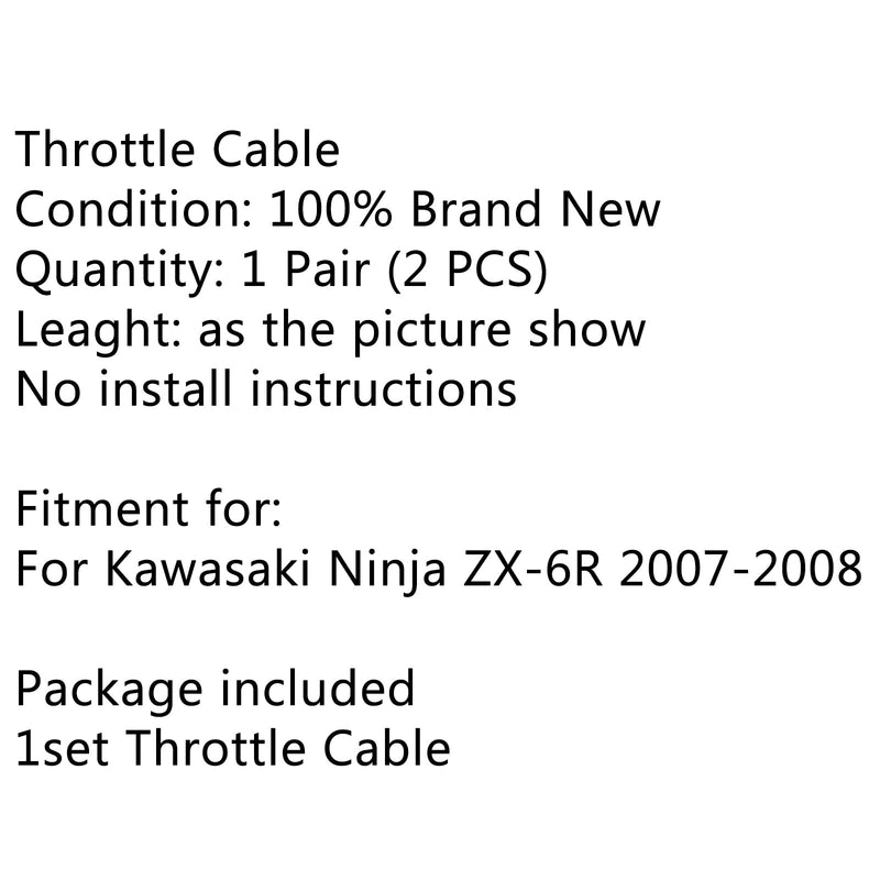 Motorcykel Gaskabel Wire för Kawasaki Ninja ZX6R ZX600P 2007 2008 Generic