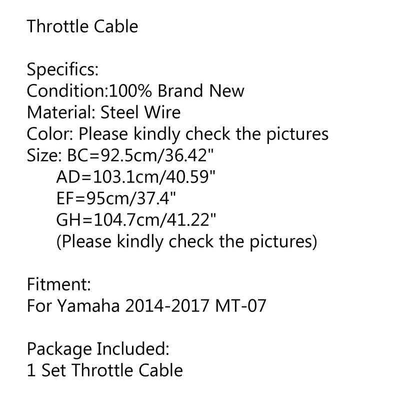 Gaskabel Push/Pull Wire Line Gas för Yamaha 2014-2021 MT-07 MT07 Generic