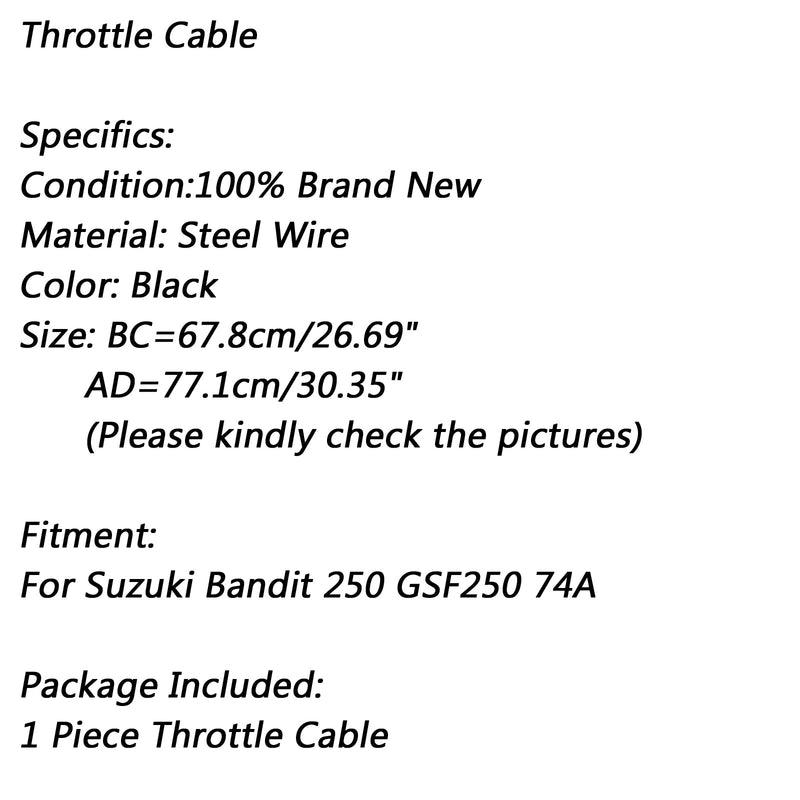 1x svart gasskabel ledning for Suzuki Bandit 250 GSF 250 74A Generisk